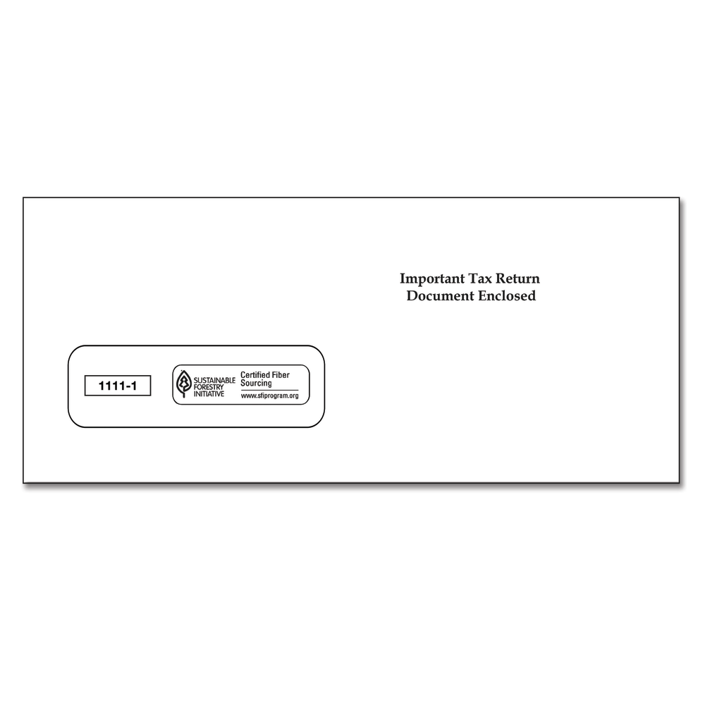 ComplyRight Single-Window Envelopes For 3-Up 1099 Tax Forms, 3-7/8in X 8-3/8in, Moisture-Seal, White, Pack Of 100 Envelopes MPN:11111OD