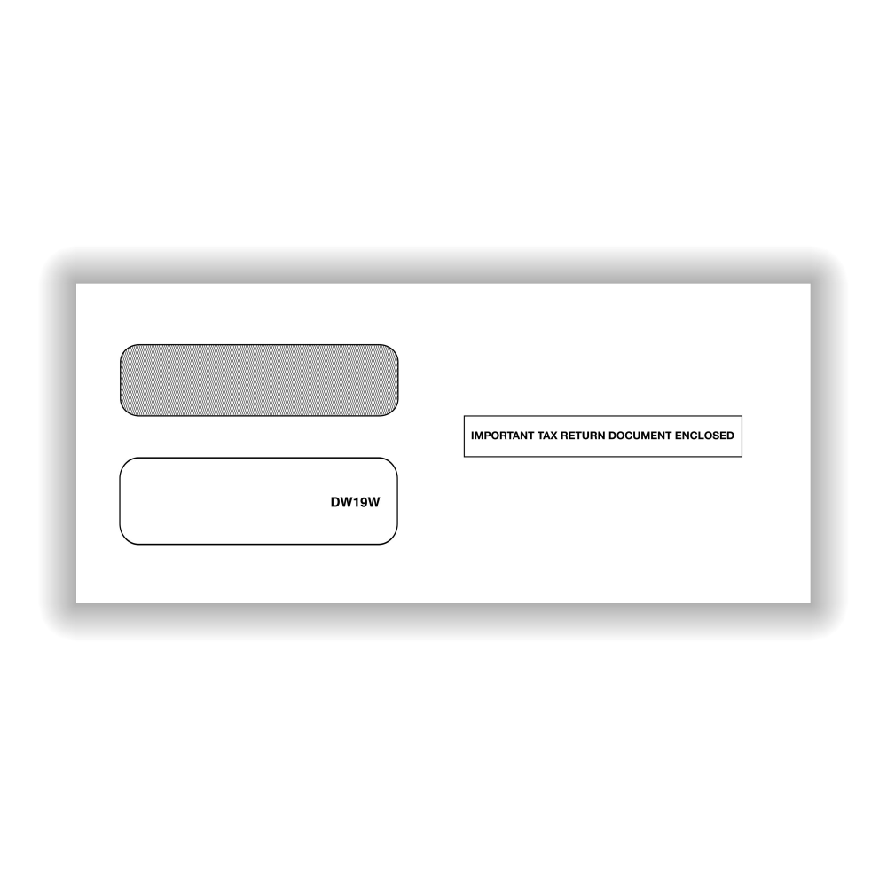 ComplyRight Double-Window Envelopes For 3-Up 1099 Tax Forms, 3-7/8in x 8-3/8in, Moisture-Seal, White, Pack Of 100 Envelopes MPN:DW19WOD
