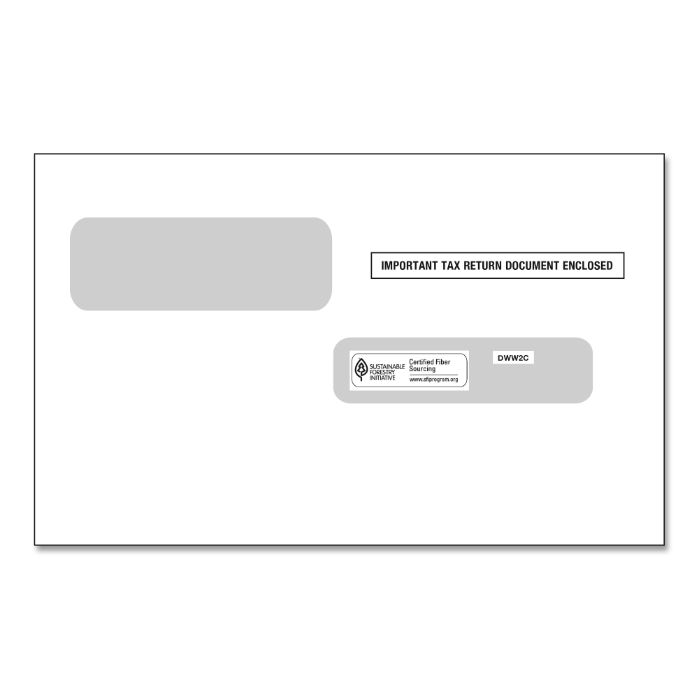 ComplyRight Double-Window Envelopes For W-2C Tax Forms, 5-5/8in x 9in, Moisture-Seal, White, Pack Of 100 Envelopes MPN:DWW2COD