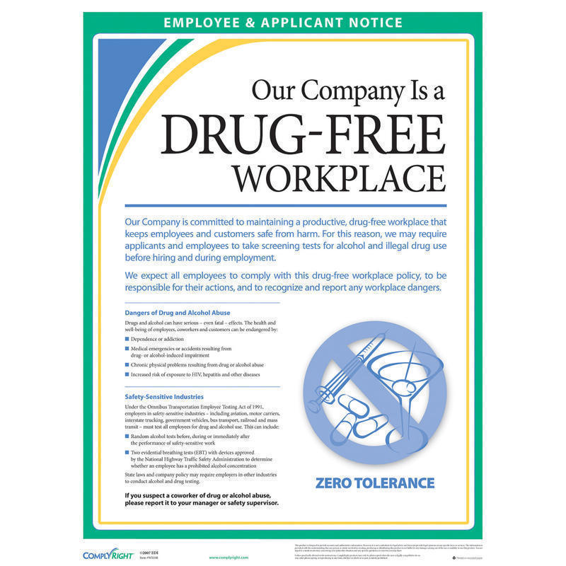 ComplyRight Drug-Free Workplace Poster, 18in x 24in MPN:WR0248