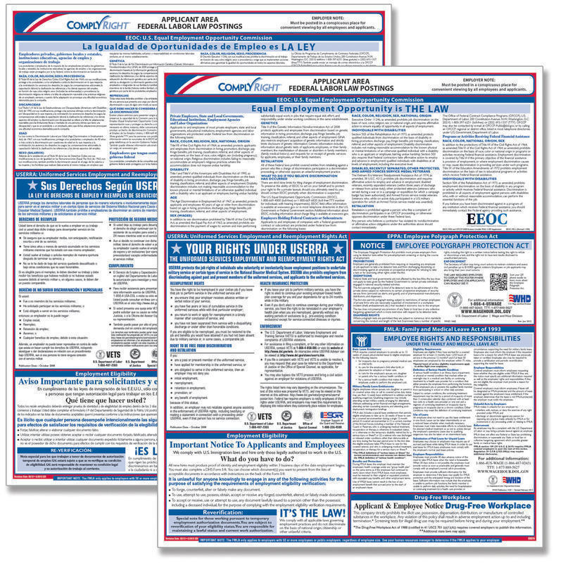 ComplyRight Federal Applicant Area Poster, Bilingual, 16in x 20in MPN:E0076BIL