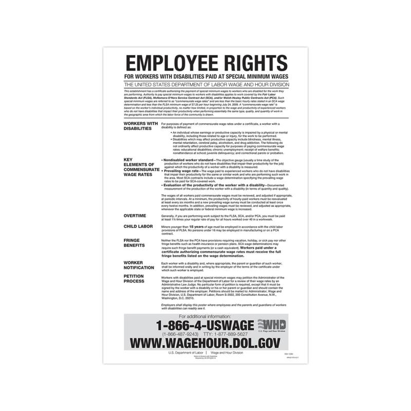 ComplyRight Federal Contractor Posters, Notice To Workers With Disabilities, English, 11in x 17in MPN:E1178
