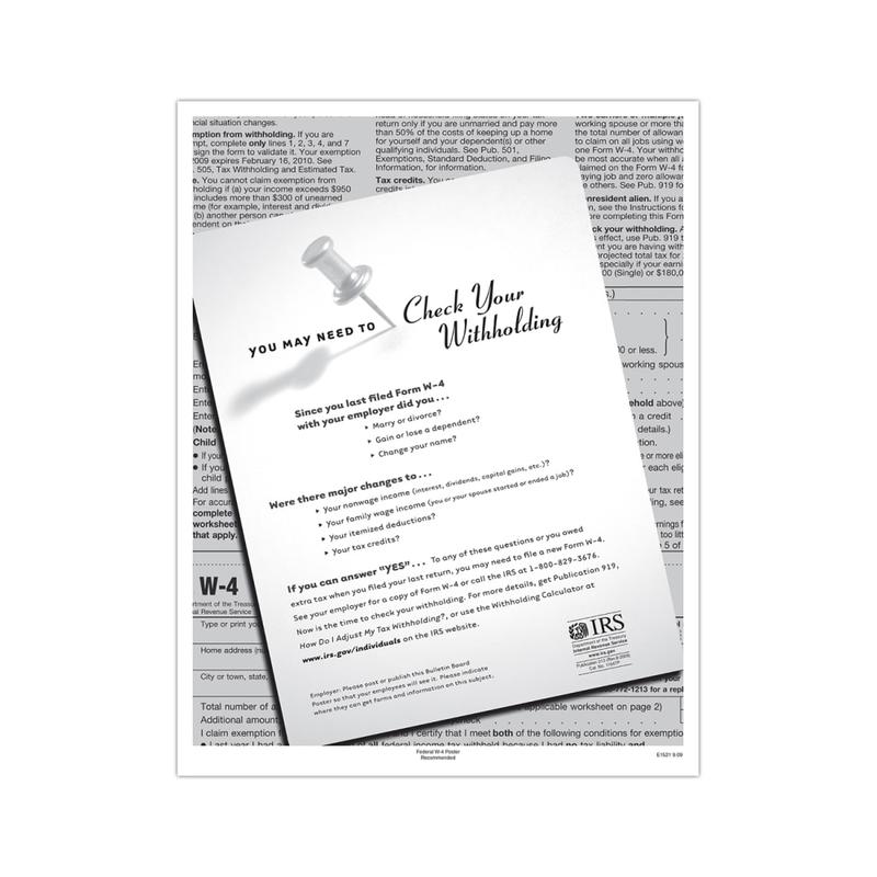 ComplyRight Federal Specialty Posters, Federal W-4, English, 8 1/2in x 11in MPN:E1521