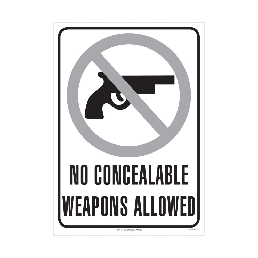ComplyRight Federal Specialty Posters, No Concealable Weapons Allowed, English, 8 1/2in x 12in MPN:ENCWA