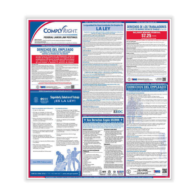 ComplyRight Federal Labor Law Poster, Spanish, 24in x 26 3/4in MPN:EODFEDS12
