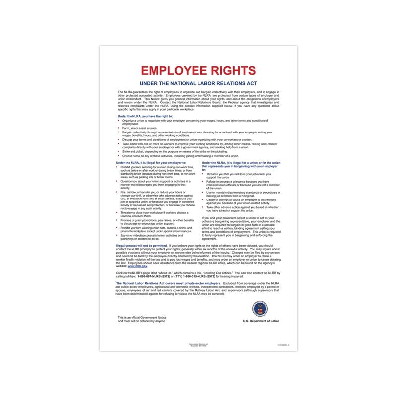 ComplyRight Federal Contractor Posters, National Labor Relations Act, English, 11in x 17in MPN:ER2208
