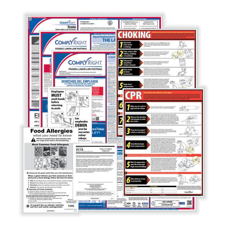 ComplyRight Restaurant Federal And State Labor Law Poster Set, English, Wisconsin MPN:E50WIREST