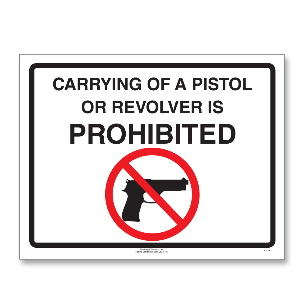 ComplyRight State Weapons Law 1-Year Poster Service, English, Mississippi, 8 1/2in x 11in MPN:U1200CWPMS