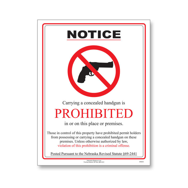 ComplyRight State Weapons Law 1-Year Poster Service, English, Nebraska, 8 1/2in x 11in MPN:U1200CWPNE
