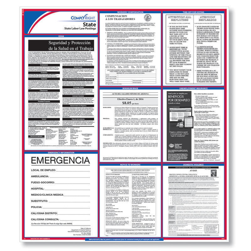 ComplyRight State Labor Law Poster, Illinois, Spanish, 24in x 27in MPN:E10ILS