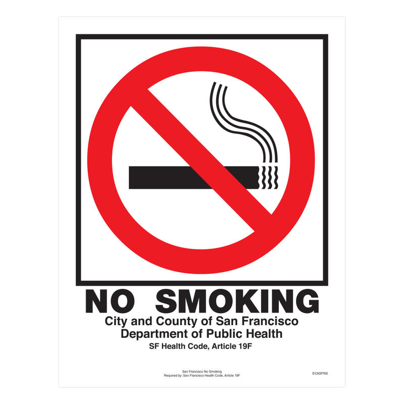 ComplyRight City & County Specialty Posters, No Smoking, English, San Francisco, 8 1/2in x 11in MPN:ECASFNS