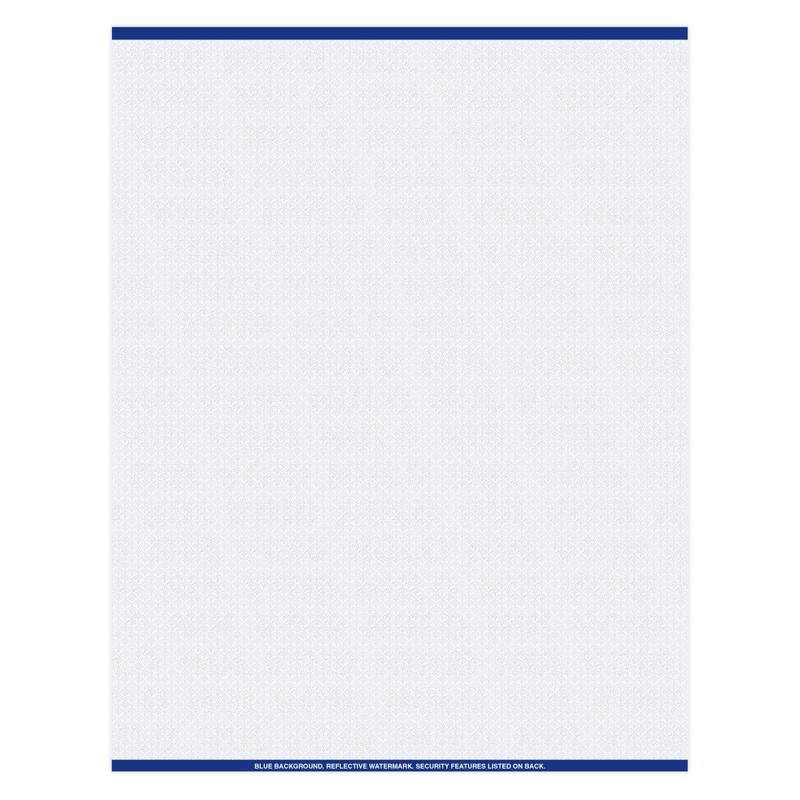 .High Security Medicaid Compliant Laser RX Prescription Paper Stock -1 Up, 8.5in x 11in Sheet, Blue, Pack Of 500 Sheets MPN:PRESLBL