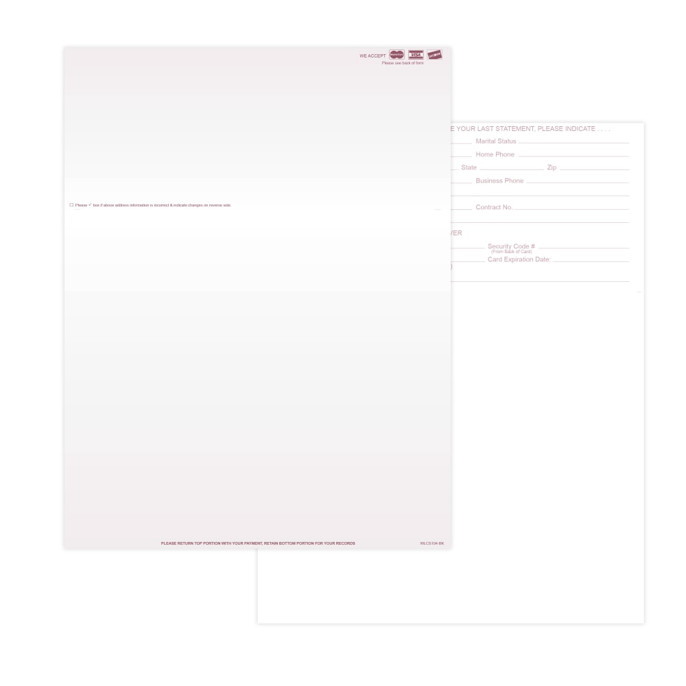 Laser 2-Sided Healthcare Medical Billing Statements, 1-Part, 8-1/2in x 11in, Burgundy, Pack Of 1, 000 Sheets - WLCS104BK1000 MPN:WLCS104-BK1000