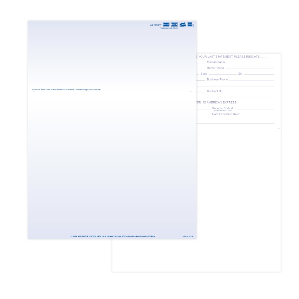 Laser 2-Sided Healthcare Medical Billing Statements, 1-Part, 8-1/2in x 11in, Blue, Pack Of 1, 000 Sheets - WLCS107BK1000 MPN:WLCS107-BK1000