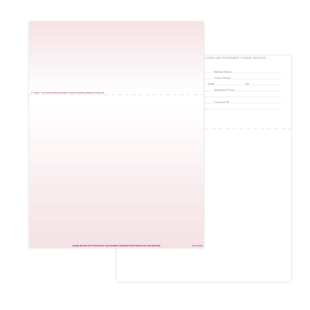 Laser 2-Sided Healthcare Medical Billing Statements, No Credit Card Information, 1-Part, 8-1/2in x 11in, Burgundy, Pack Of 1, 000 Sheets MPN:WLCS108-BK1000