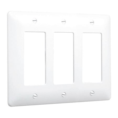 Masque Decorator Wall Plates, Number of Gangs: 3 Plastic, Textured Finish, White MPN:5550W