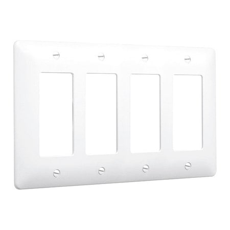 Masque Decorator Wall Plates, Number of Gangs: 4 Plastic, Textured Finish, White MPN:5555W