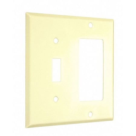 Toggle/Decorator Standard Wall Plates, Number of Gangs: 2 Metal, Smooth Finish, Ivory MPN:WI-TR