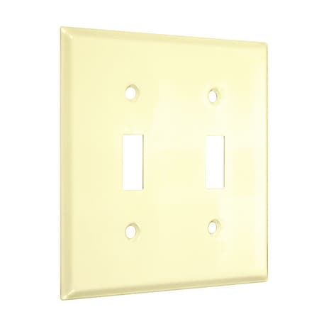 2-Toggle Standard Wall Plates, Number of Gangs: 2 Metal, Smooth Finish, Ivory MPN:WI-TT