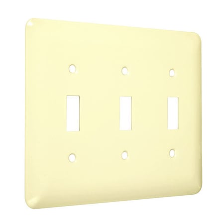 3-Toggle Maxi Wall Plates, Number of Gangs: 3 Metal, Smooth Finish, Ivory MPN:WRI-TTT