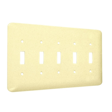 5-Toggle Maxi Wall Plates, Number of Gangs: 5 Metal, Textured Finish, Ivory MPN:WRTI-5T