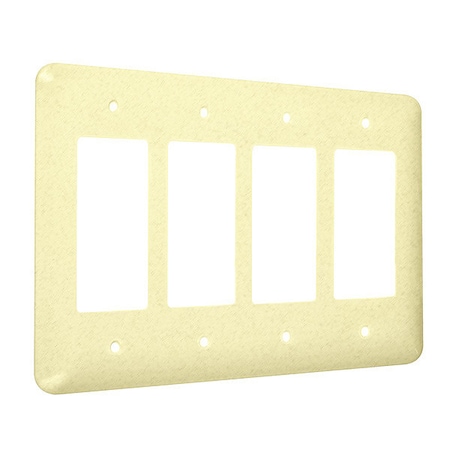4-Decorator Maxi Wall Plates, Number of Gangs: 4 Metal, Textured Finish, Ivory MPN:WRTI-RRRR