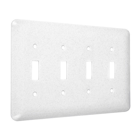 4-Toggle Maxi Wall Plates, Number of Gangs: 4 Metal, Textured Finish, White MPN:WRTW-TTTT