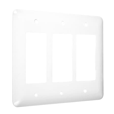 3-Decorator Maxi Wall Plates, Number of Gangs: 3 Metal, Smooth Finish, White MPN:WRW-RRR
