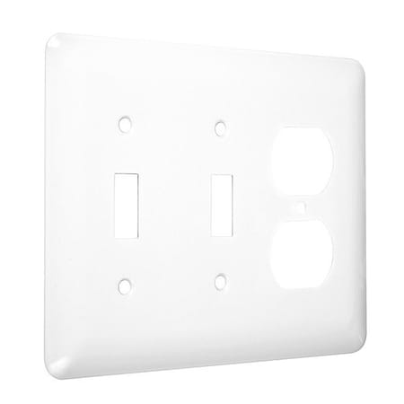 2-Toggle/Duplex Maxi Wall Plates, Number of Gangs: 3 Metal, Smooth Finish, White MPN:WRW-TTD