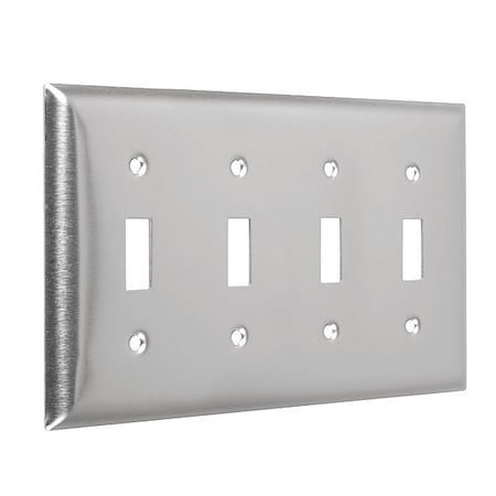 4-Toggle Standard Wall Plates, Number of Gangs: 4 Metal, Stainless Steel MPN:WSS-TTTT
