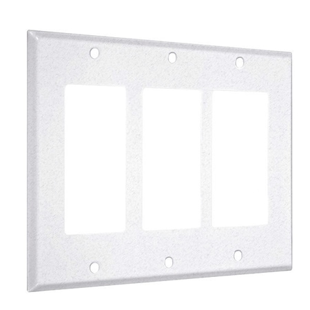 3-Decorator Standard Wall Plates, Number of Gangs: 3 Metal, Textured Finish, White MPN:WTW-RRR
