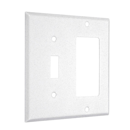 Toggle/Decorator Standard Wall Plates, Number of Gangs: 2 Metal, Textured Finish, White MPN:WTW-TR