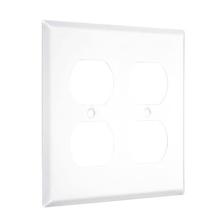 2-Duplex Standard Wall Plates, Number of Gangs: 2 Metal, Smooth Finish, White MPN:WW-DD