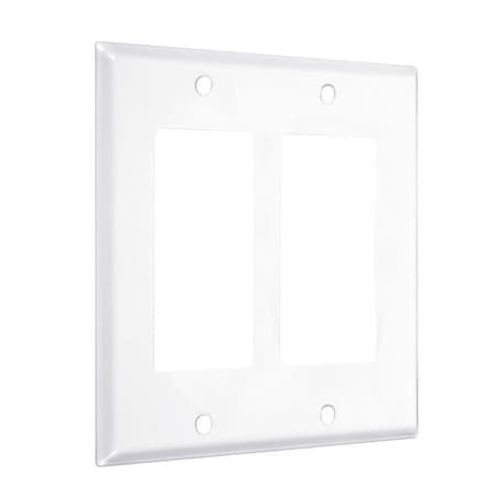 2-Decorator Standard Wall Plates, Number of Gangs: 2 Metal, Smooth Finish, White MPN:WW-RR