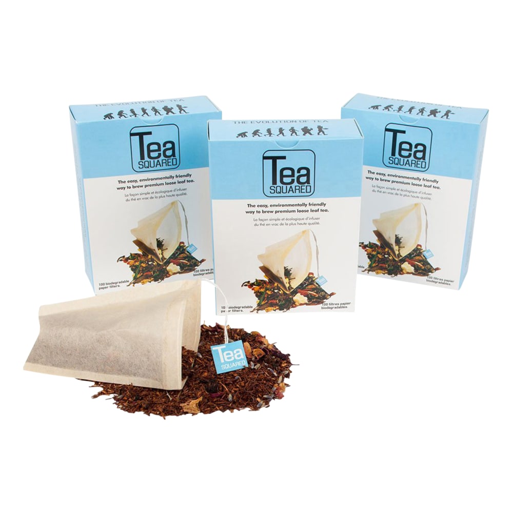 Tea Squared Paper Tea Bag Filters, Natural, 100 Filters Per Box, Pack Of 3 Boxes MPN:140-EA