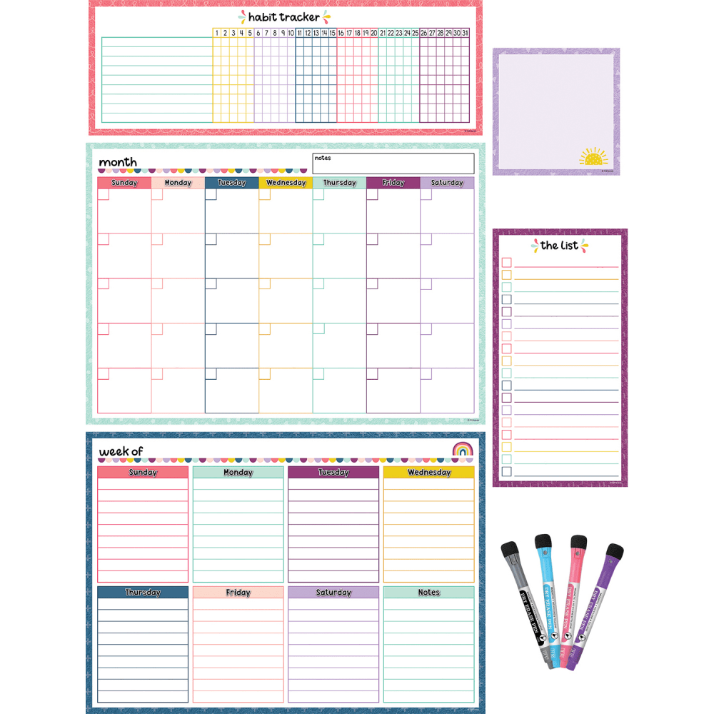 Teacher Created Resources Dry-Erase Magnetic 9-Piece Calendar Set, Oh Happy Day MPN:TCR77403