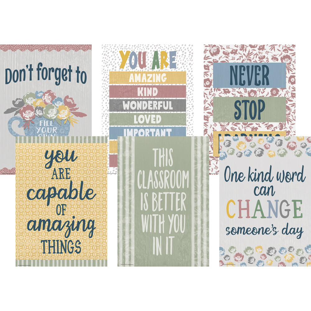 Teacher Created Resources Classroom Cottage Positive Posters, 13-3/8in x 19in, Set Of 6 Posters MPN:TCR2088717