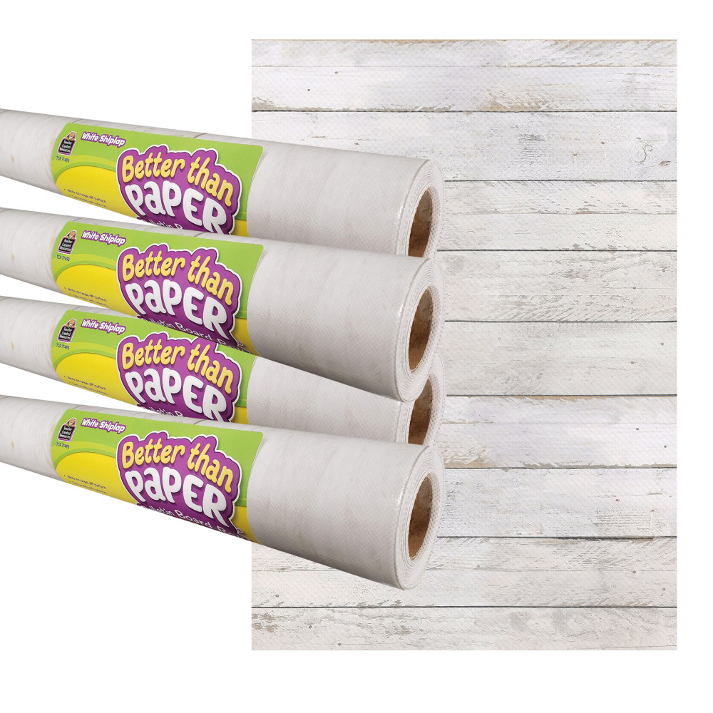 Teacher Created Resources Better Than Paper Bulletin Board Paper Rolls, 4ft x 12ft, White Shiplap, Pack Of 4 Rolls MPN:TCR32429