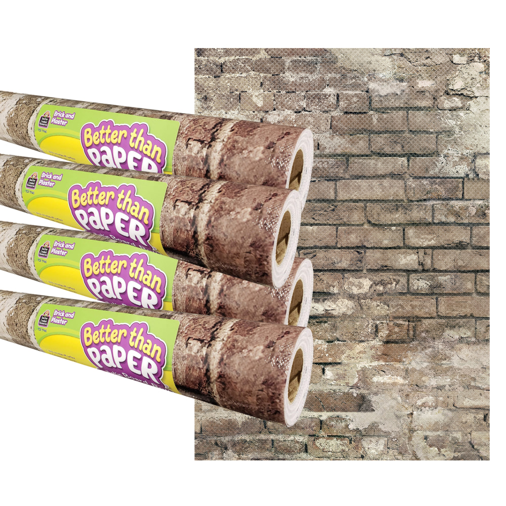 Teacher Created Resources Better Than Paper Bulletin Board Paper Rolls, 4ft x 12ft, Brick and Plaster, Pack Of 4 Rolls MPN:TCR32430