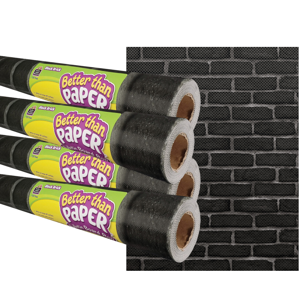 Teacher Created Resources Better Than Paper Bulletin Board Paper Rolls, 4ft x 12ft, Black Brick, Pack Of 4 Rolls MPN:TCR32431