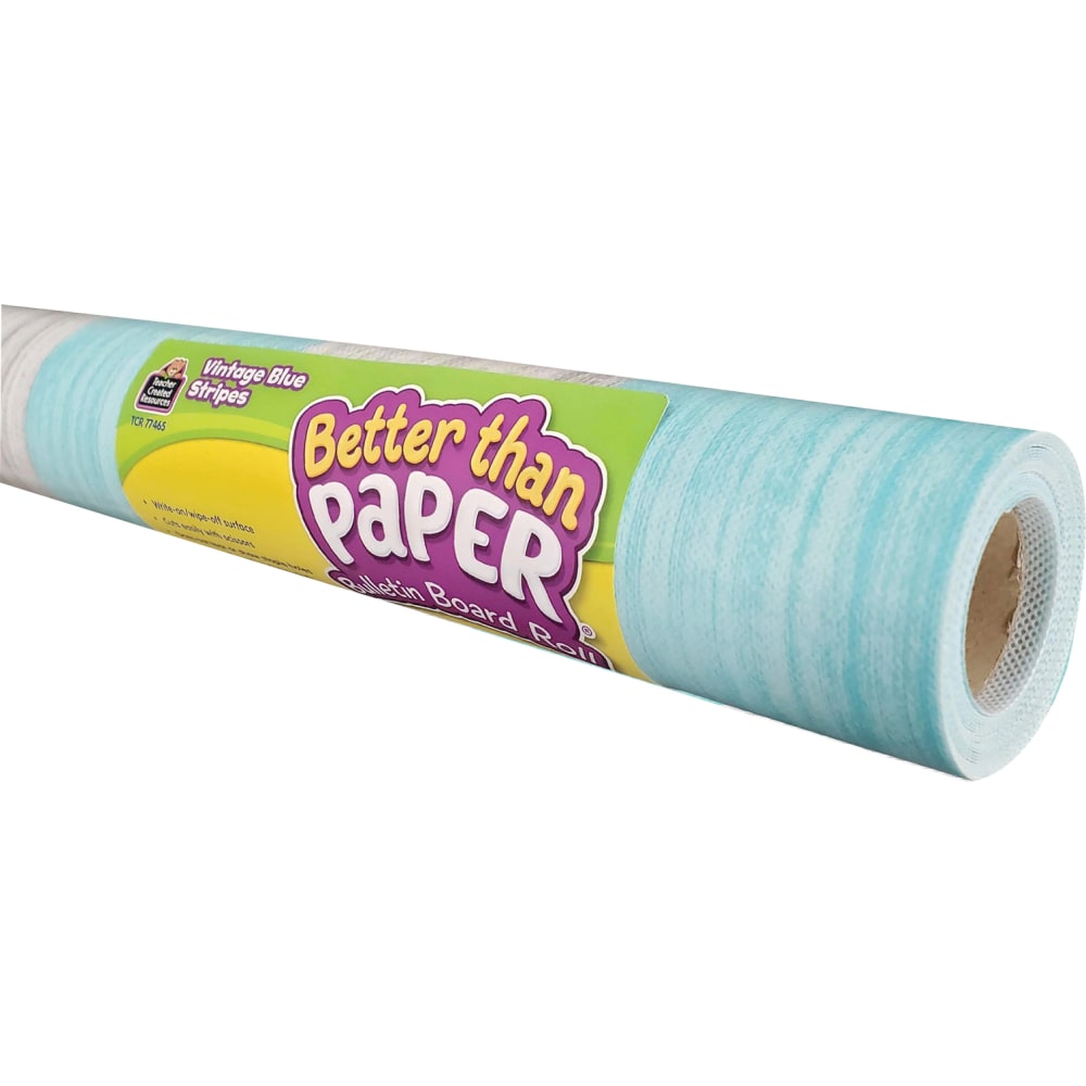 Teacher Created Resources Better Than Paper Bulletin Board Paper Rolls, 4ft x 12ft, Vintage Blue Stripes, Pack Of 4 Rolls MPN:TCR32435