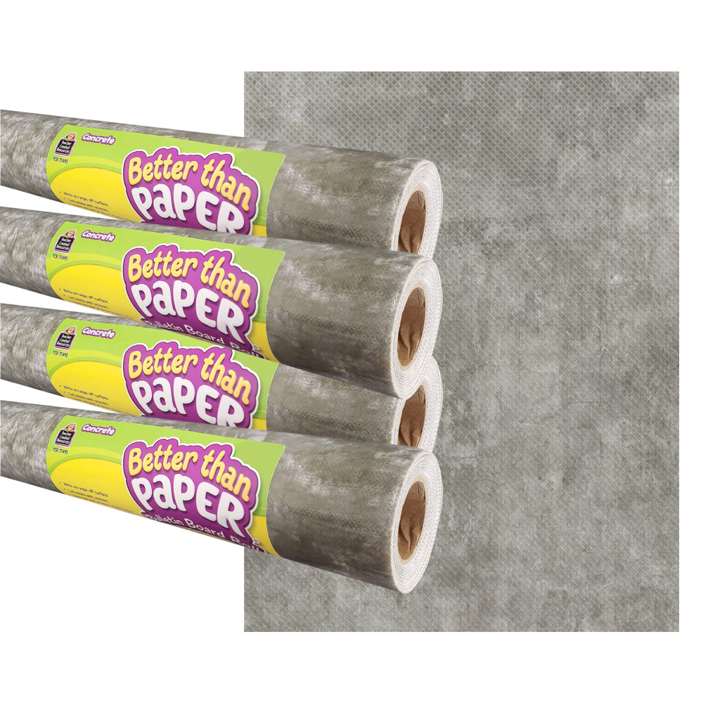 Teacher Created Resources Better Than Paper Bulletin Board Paper Rolls, 4ft x 12ft, Concrete, Pack Of 4 Rolls MPN:TCR32438