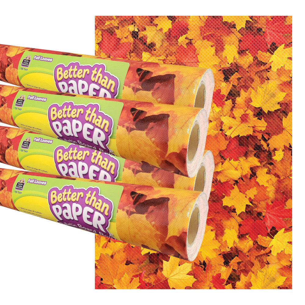 Teacher Created Resources Better Than Paper Bulletin Board Paper Rolls, 4ft x 12ft, Fall Leaves, Pack Of 4 Rolls MPN:TCR32440