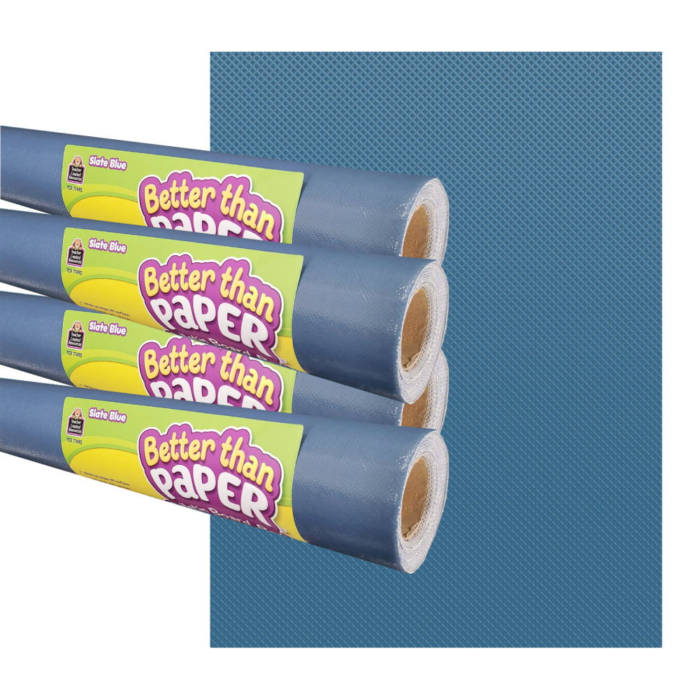 Teacher Created Resources Better Than Paper Bulletin Board Paper Rolls, 4ft x 12ft, Slate Blue, Pack Of 4 Rolls MPN:TCR32442