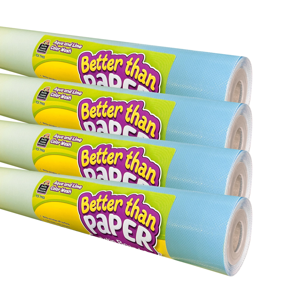 Teacher Created Resources Better Than Paper Bulletin Board Rolls, Agua And Lime Color Wash, Pack Of 4 Rolls MPN:TCR32451