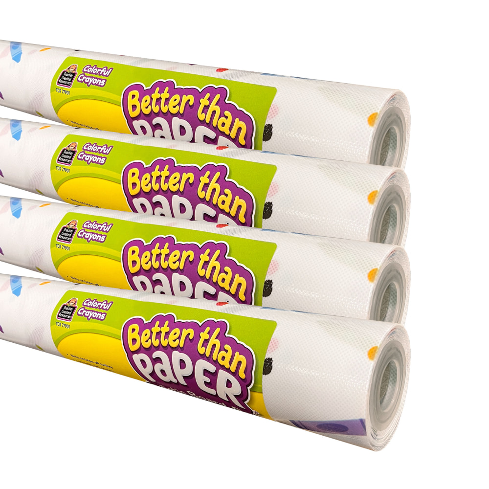 Teacher Created Resources Better Than Paper Bulletin Board Rolls, Colorful Crayons, Pack Of 4 Rolls MPN:TCR32456