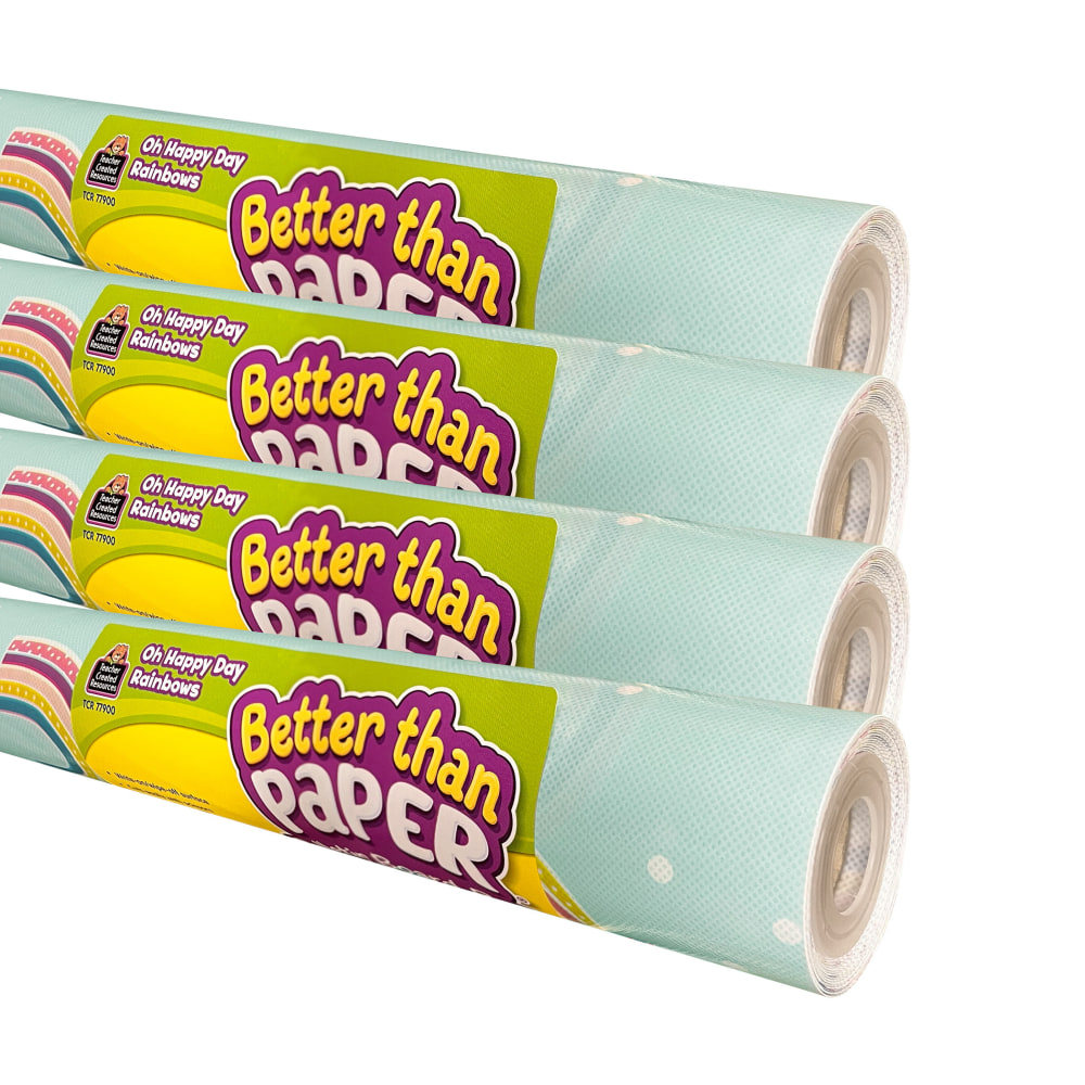 Teacher Created Resources Better Than Paper Bulletin Board Rolls, Oh Happy Day Rainbows, Pack Of 4 Rolls MPN:TCR32459