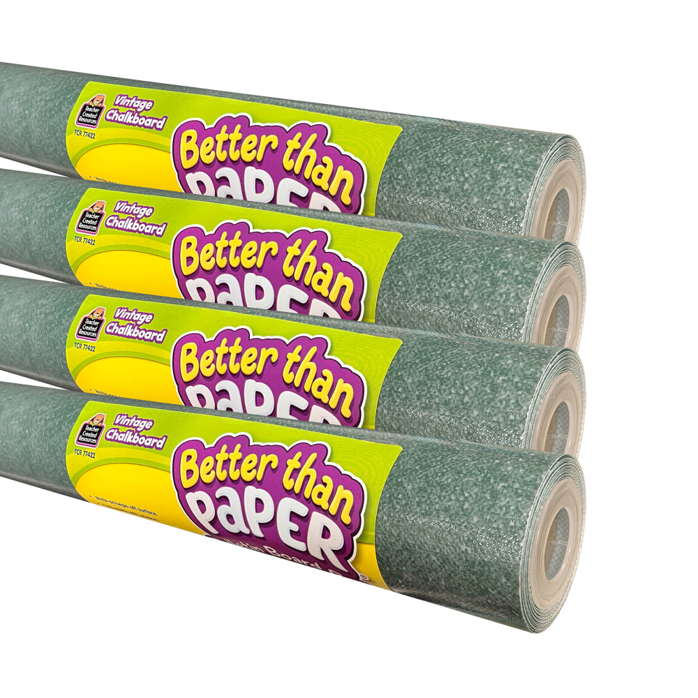 Teacher Created Resources Better Than Paper Bulletin Board Rolls, Vintage Chalkboard, Pack Of 4 Rolls MPN:TCR32460