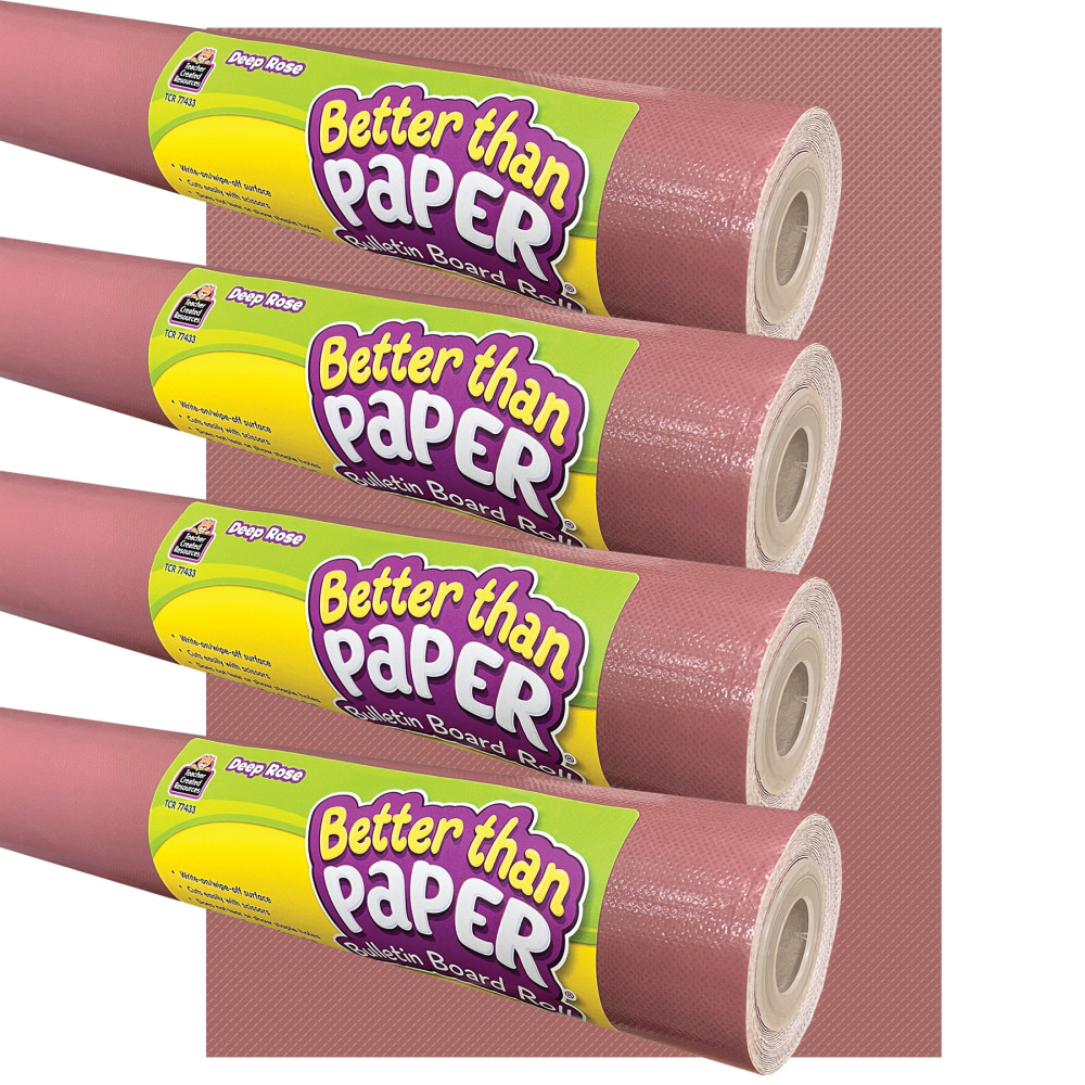 Teacher Created Resources Better Than Paper Bulletin Board Rolls, 4ft x 12ft, Deep Rose, Set Of 4 Rolls MPN:TCR32464