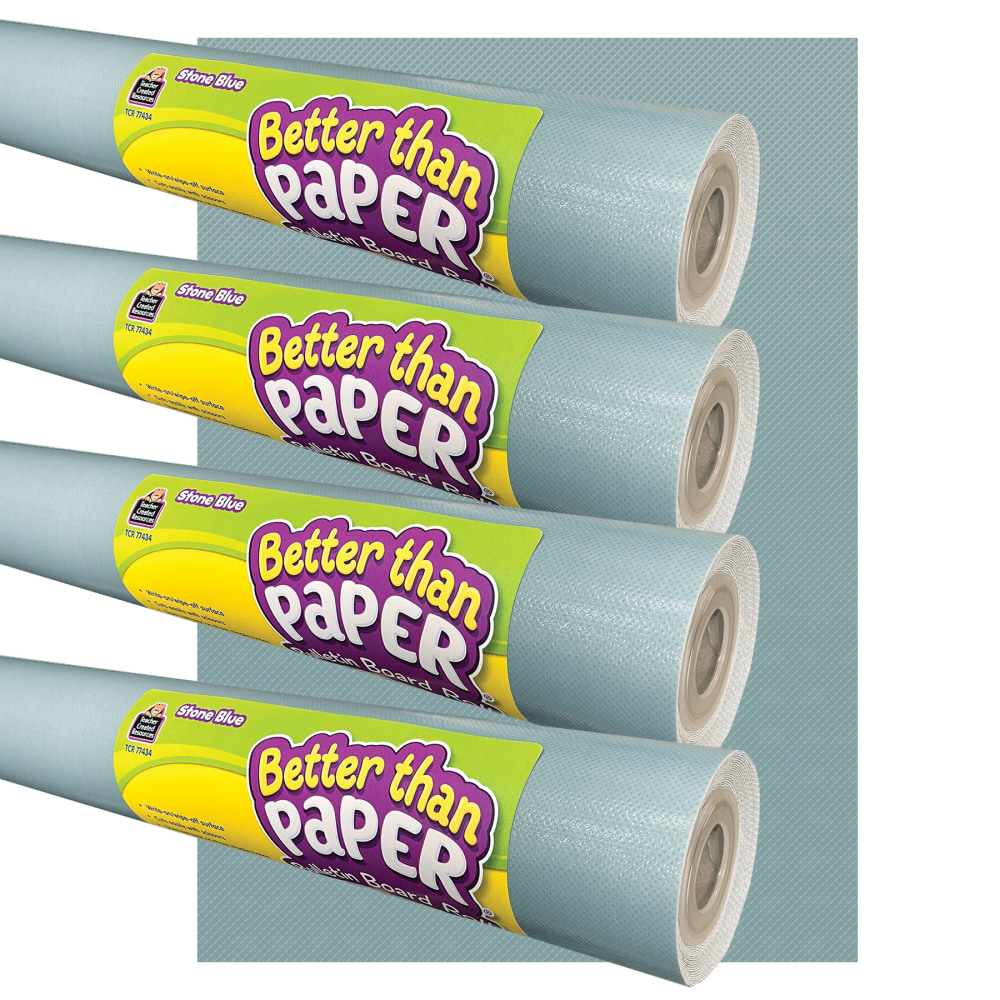 Teacher Created Resources Better Than Paper Bulletin Board Rolls, 4ft x 12ft, Stone Blue, Set Of 4 Rolls MPN:TCR32465